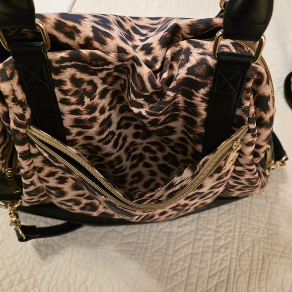 Leopard Print Women's Travel Bag with Black & Gold Accents - Picture 6 of 8